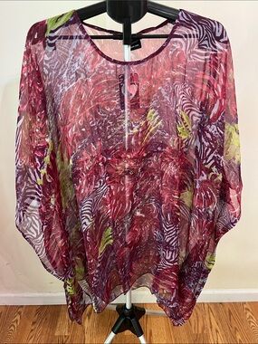 NWT American Leisure Berry Floral Sheer Coverup